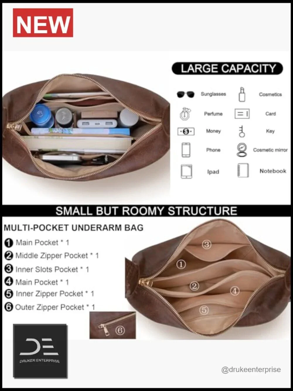 Vegan Leather Hobo Shoulder Bag Tote Crossbody Purse Foldable Slouchy Handbag